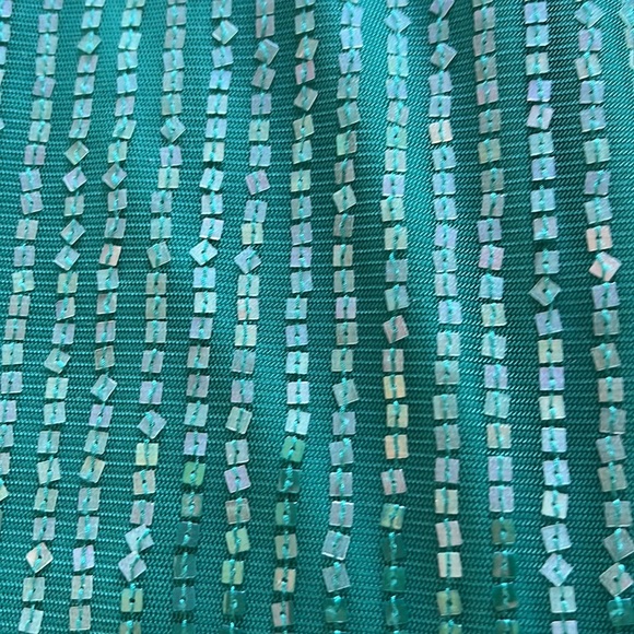 Vintage Emerald Green Retro Sequin Cocktail MIDI Dress Size 0 - Picture 9 of 14